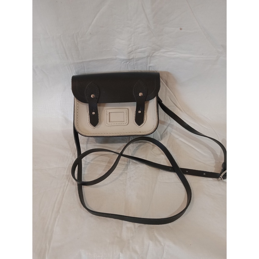 Cambridge Satchel Company Black Cream Leather Crossbody Bag Handmade GB - Picture 2 of 6